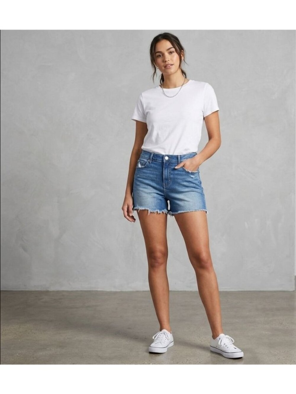 Ann Taylor Loft Cut Off Shorts Size 26 Blue Mid Rise Frayed Hem Blue